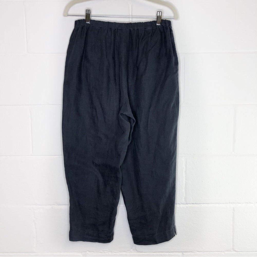 J. Jill Pure Jill 100% Linen Lagenlook Dark Blue Ankle Crop Pants